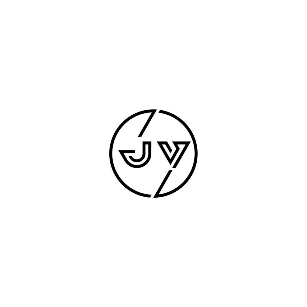 jv negrita línea concepto en circulo inicial logo diseño en negro aislado vector