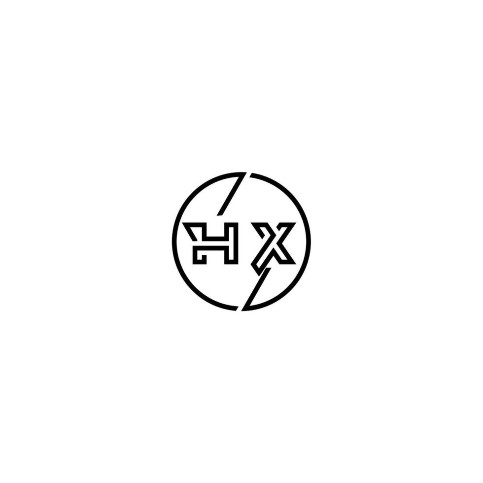 hx negrita línea concepto en circulo inicial logo diseño en negro aislado vector