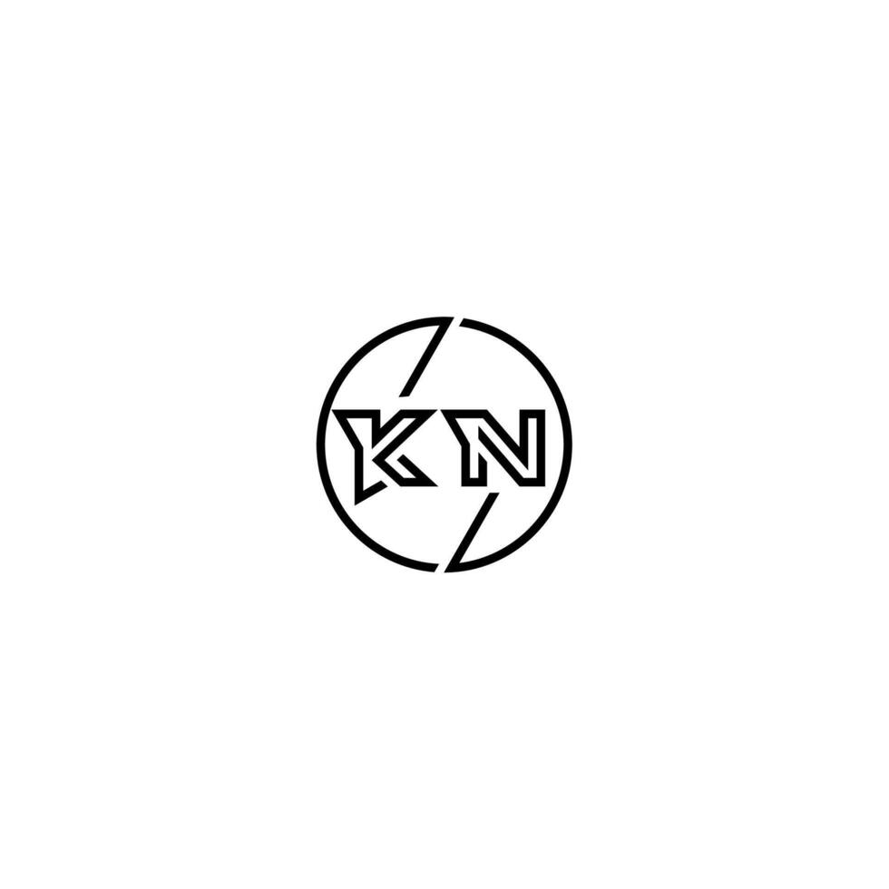 KN bold line concept in circle initial logo design in black isolated vector