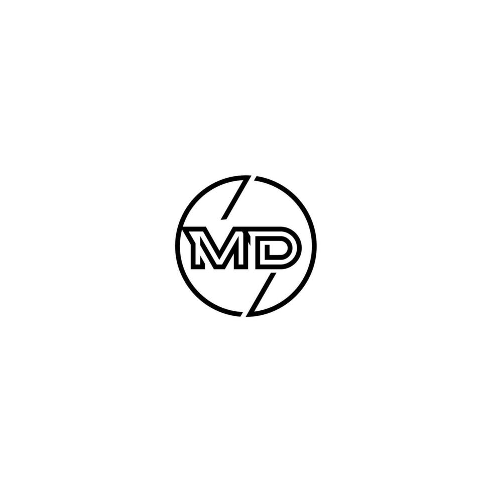 MD bold line concept in circle initial logo design in black isolated vector