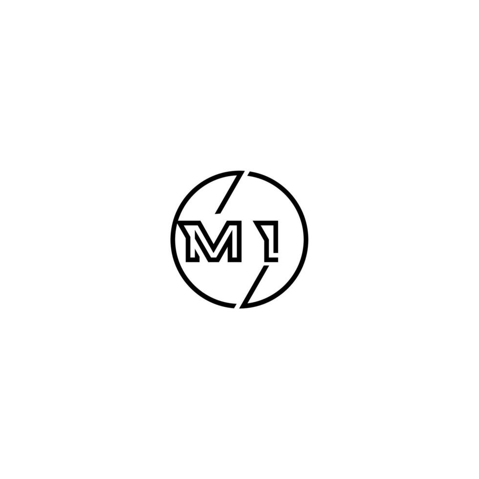 MI bold line concept in circle initial logo design in black isolated vector