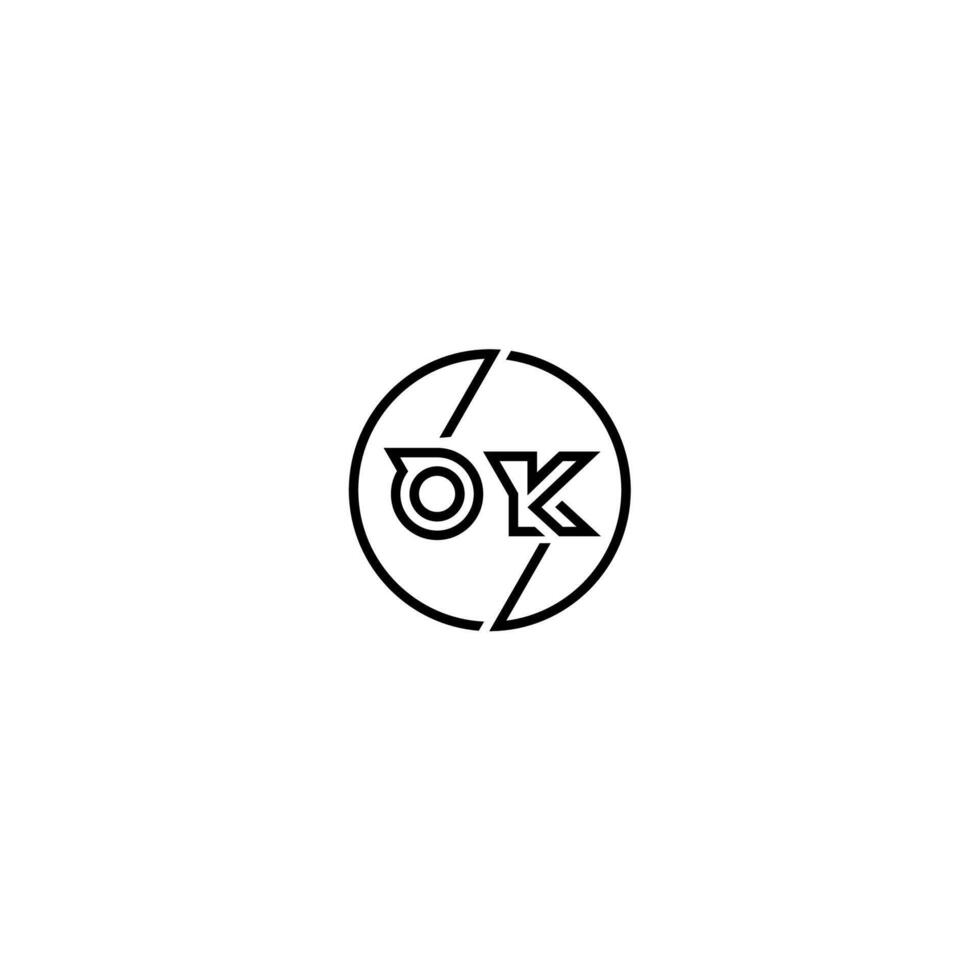 OK bold line concept in circle initial logo design in black isolated vector