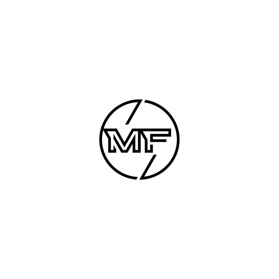 MF bold line concept in circle initial logo design in black isolated vector