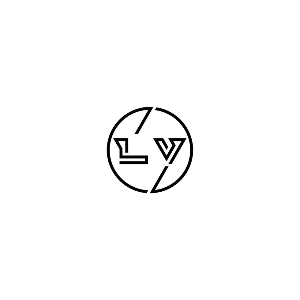 LV bold line concept in circle initial logo design in black isolated vector