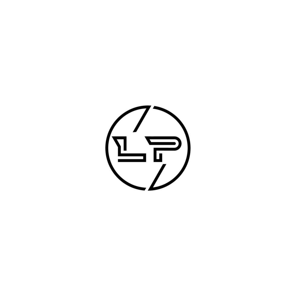 lp negrita línea concepto en circulo inicial logo diseño en negro aislado vector