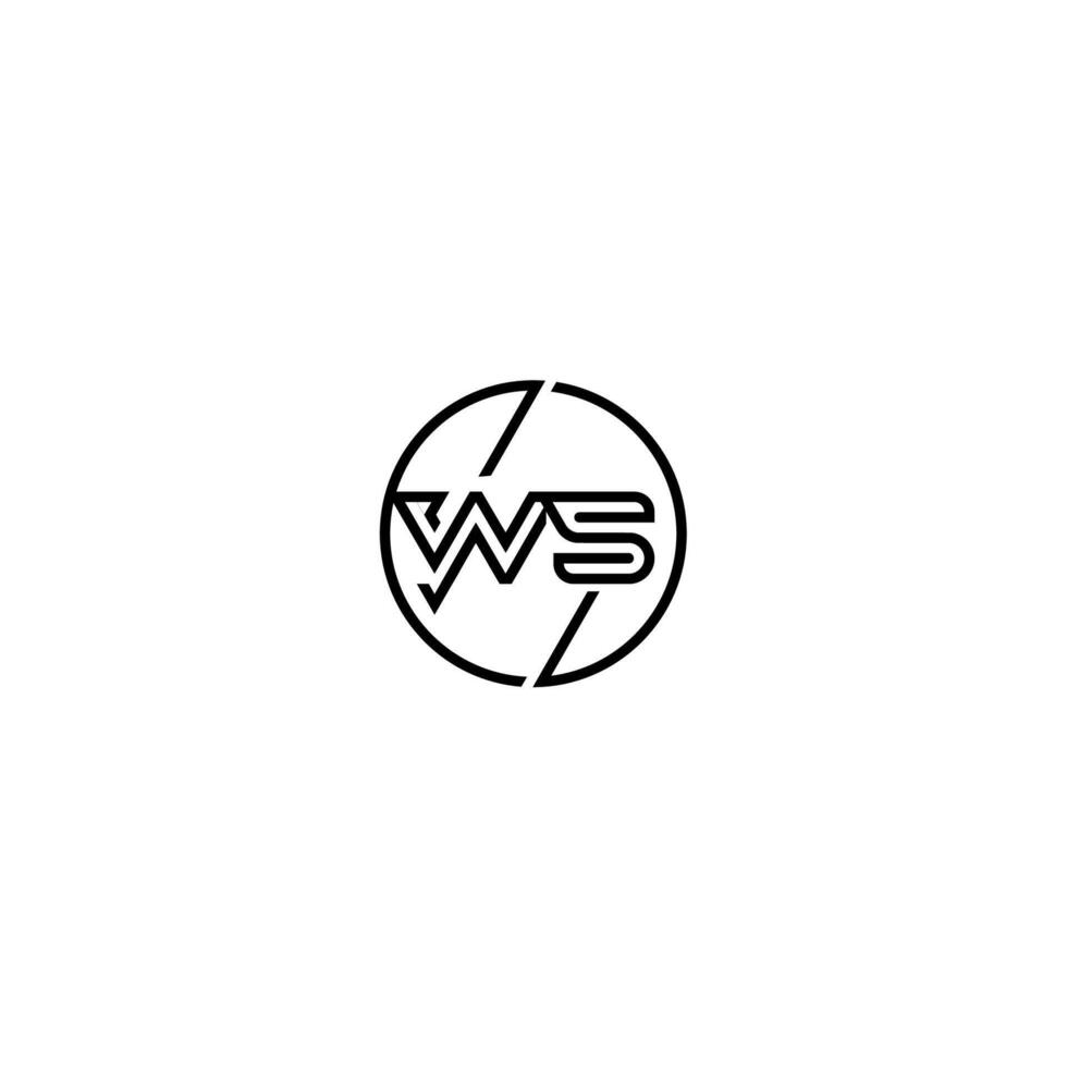 ws negrita línea concepto en circulo inicial logo diseño en negro aislado vector