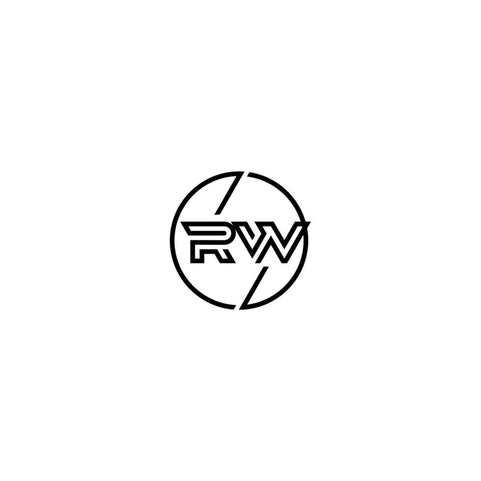 RW bold line concept in circle initial logo design in black isolated vector