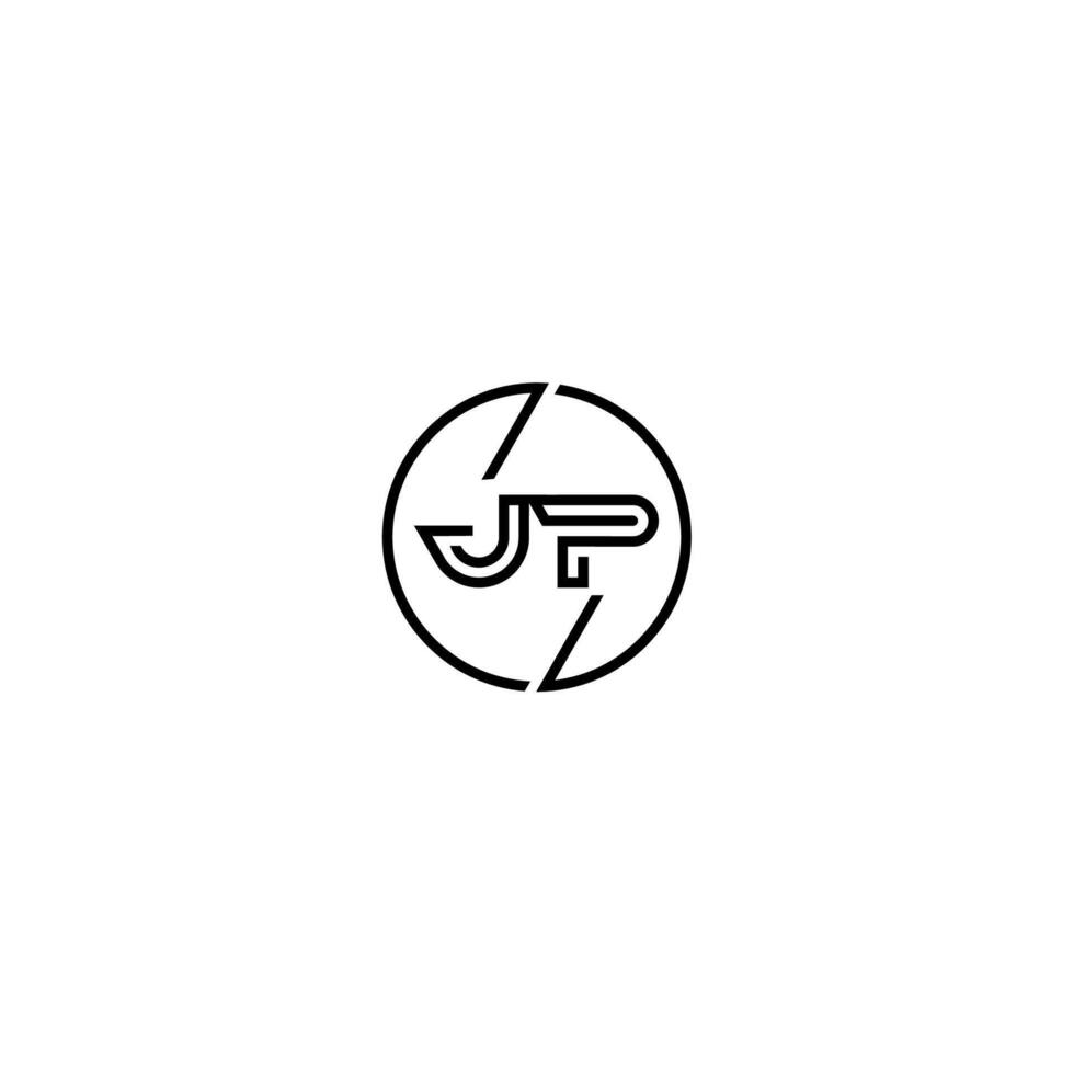 JP bold line concept in circle initial logo design in black isolated vector