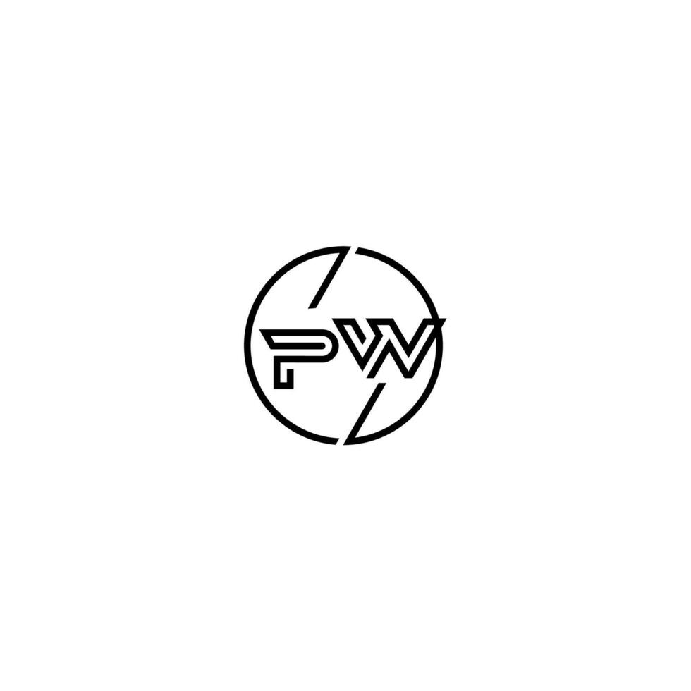 PW bold line concept in circle initial logo design in black isolated vector