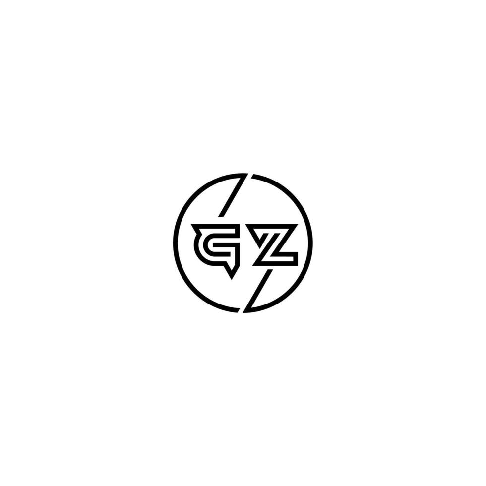gz negrita línea concepto en circulo inicial logo diseño en negro aislado vector