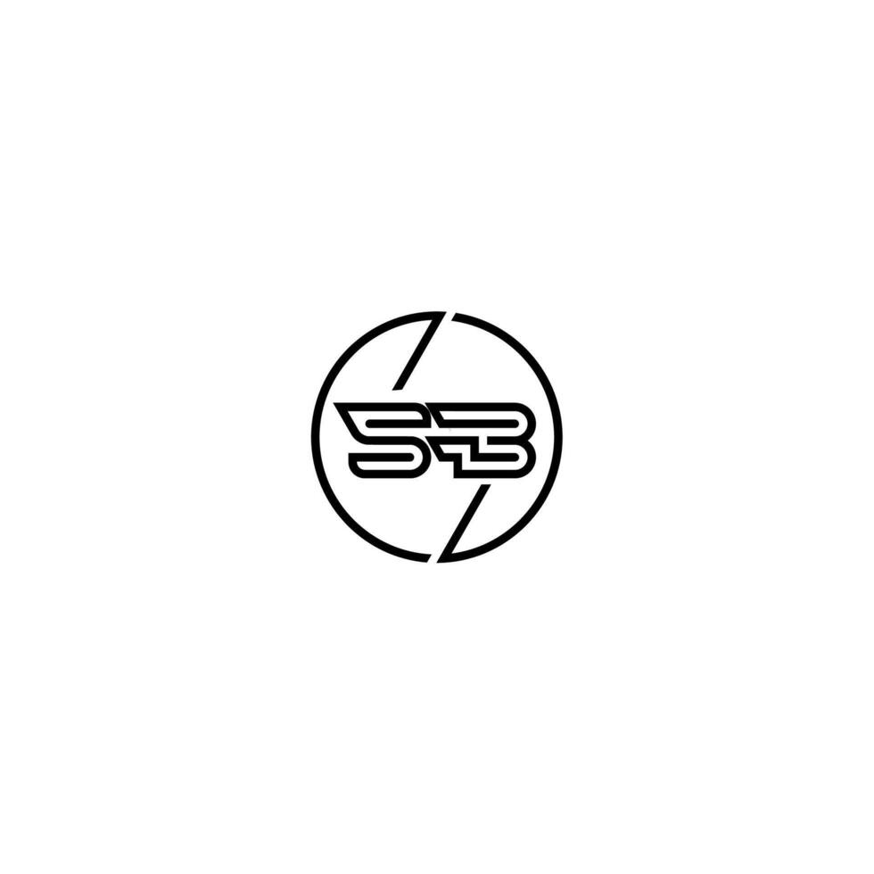 SB bold line concept in circle initial logo design in black isolated vector