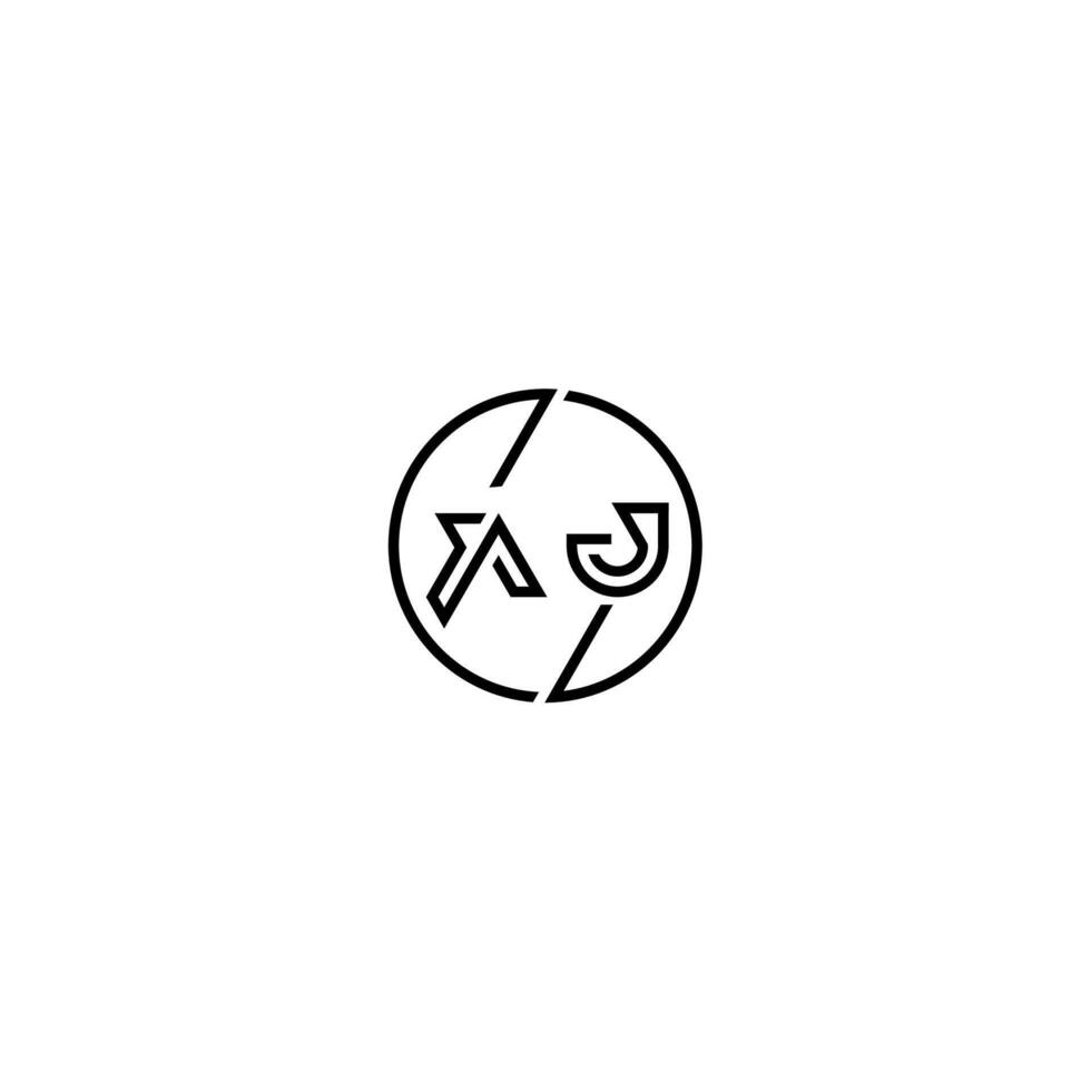 aj negrita línea concepto en circulo inicial logo diseño en negro aislado vector