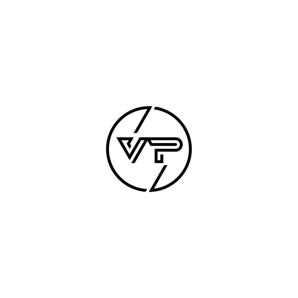 VP bold line concept in circle initial logo design in black isolated vector