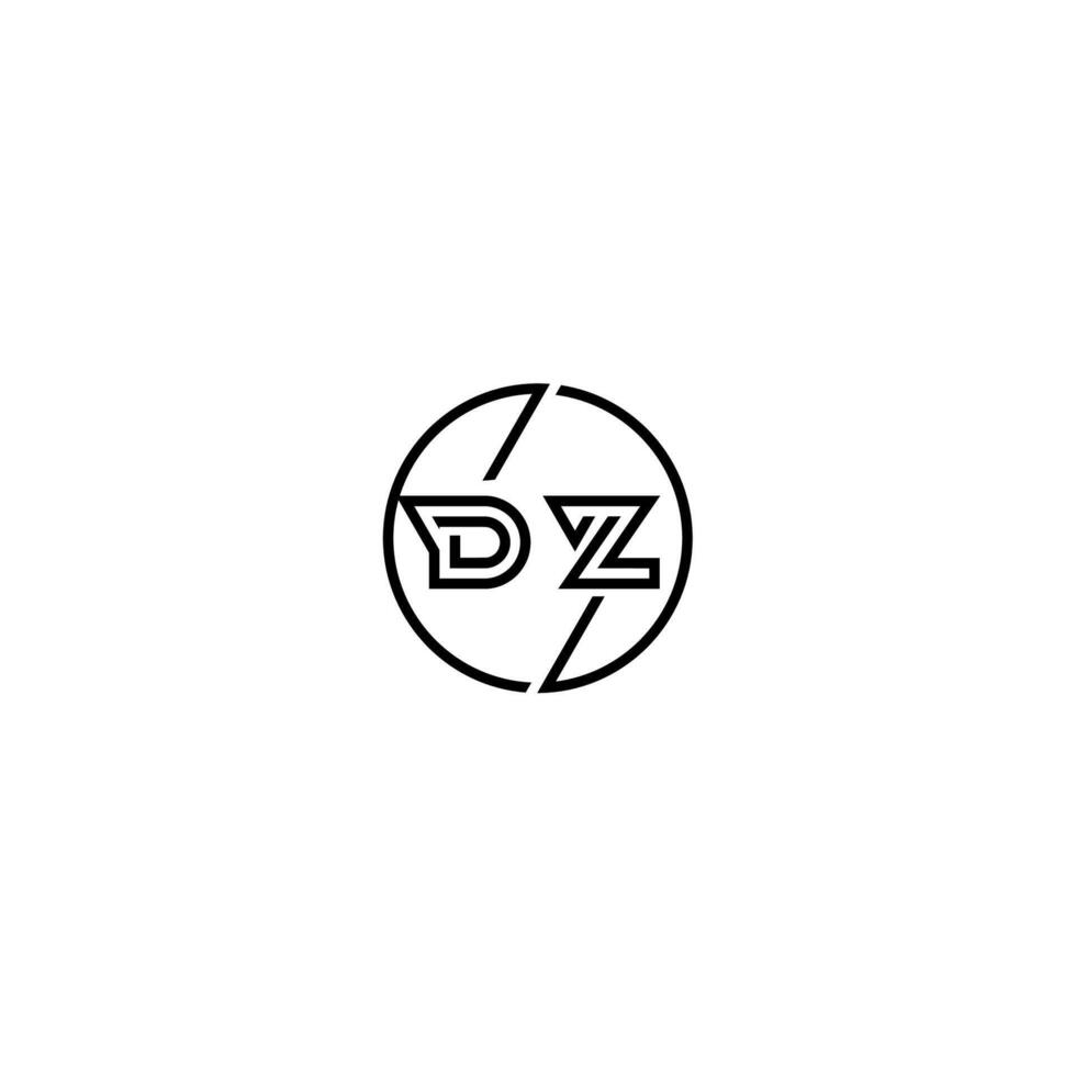 DZ bold line concept in circle initial logo design in black isolated vector