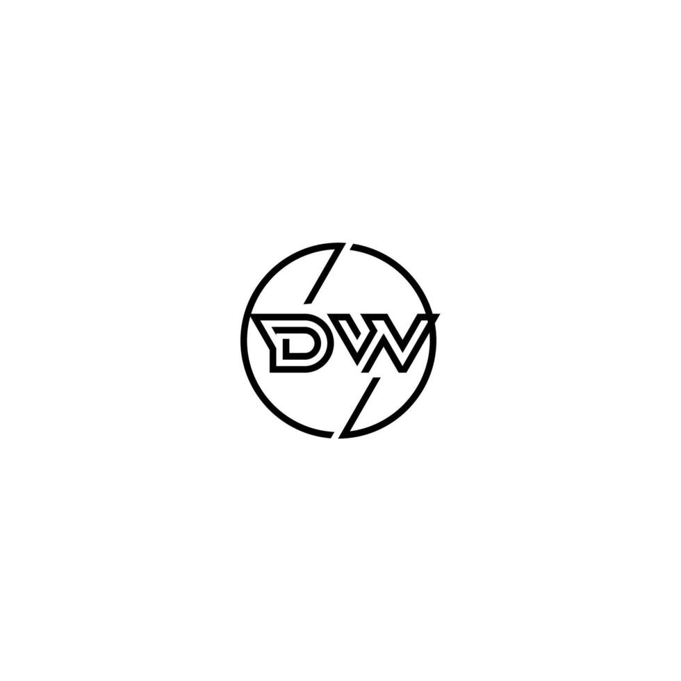 DW bold line concept in circle initial logo design in black isolated vector