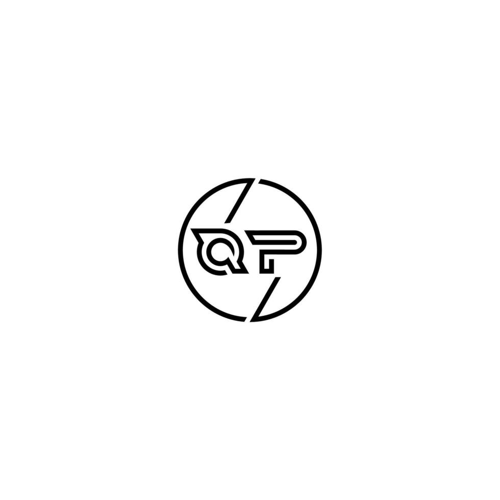 QP bold line concept in circle initial logo design in black isolated vector