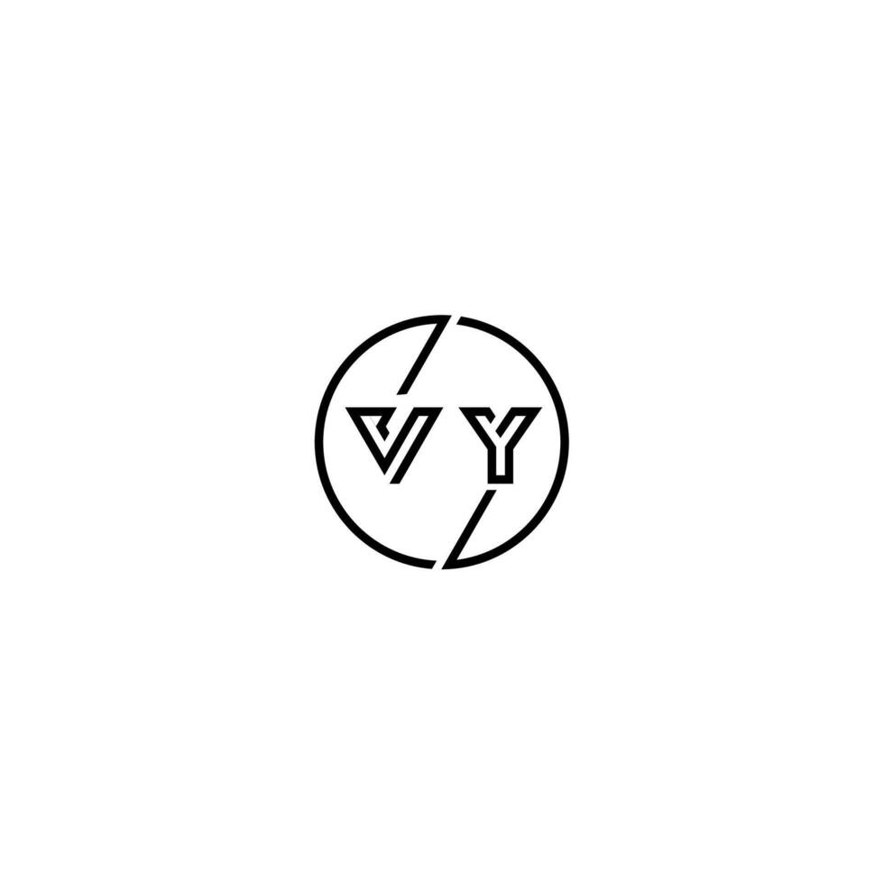 VY bold line concept in circle initial logo design in black isolated vector
