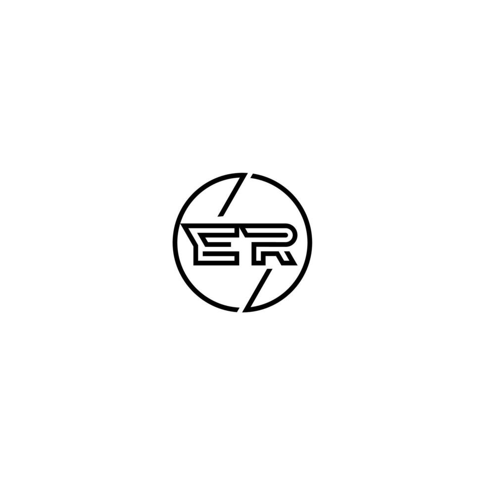 ER bold line concept in circle initial logo design in black isolated vector