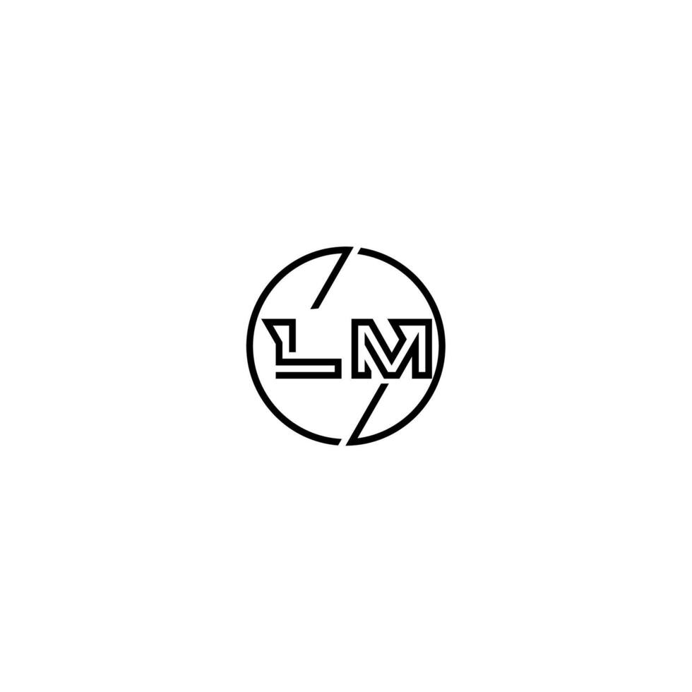 lm negrita línea concepto en circulo inicial logo diseño en negro aislado vector