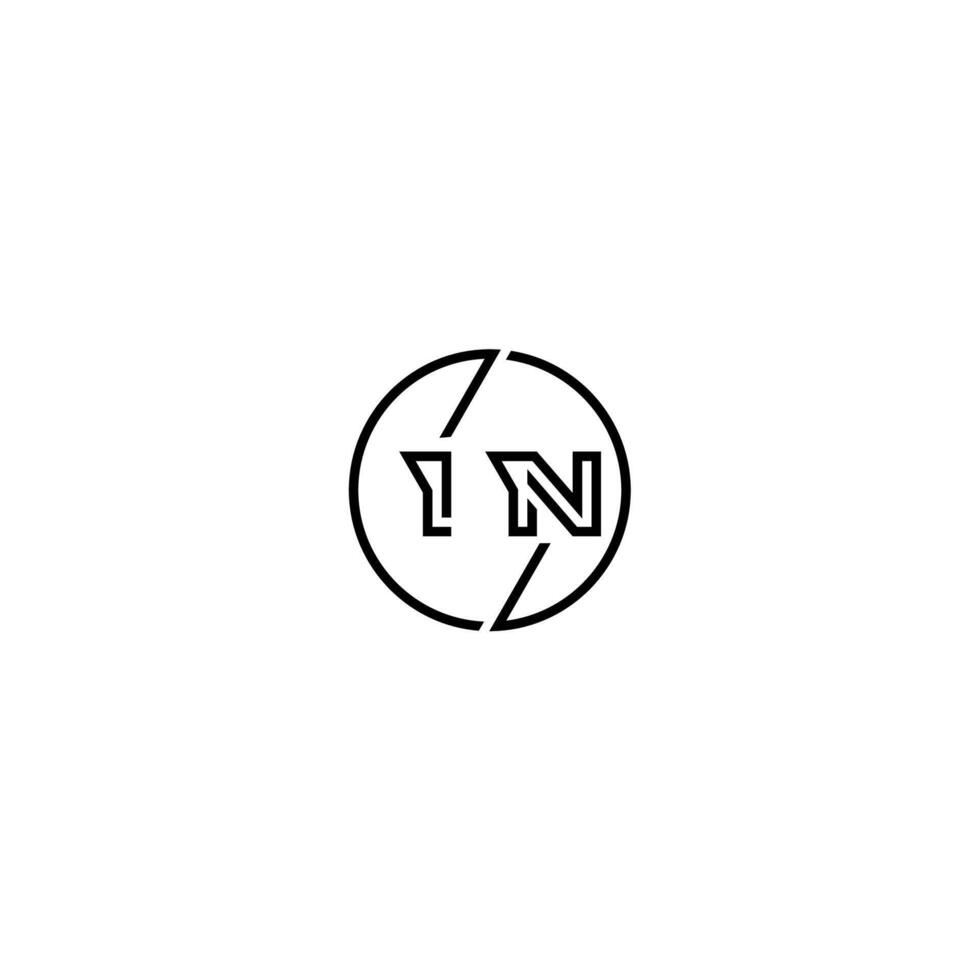 IN bold line concept in circle initial logo design in black isolated vector