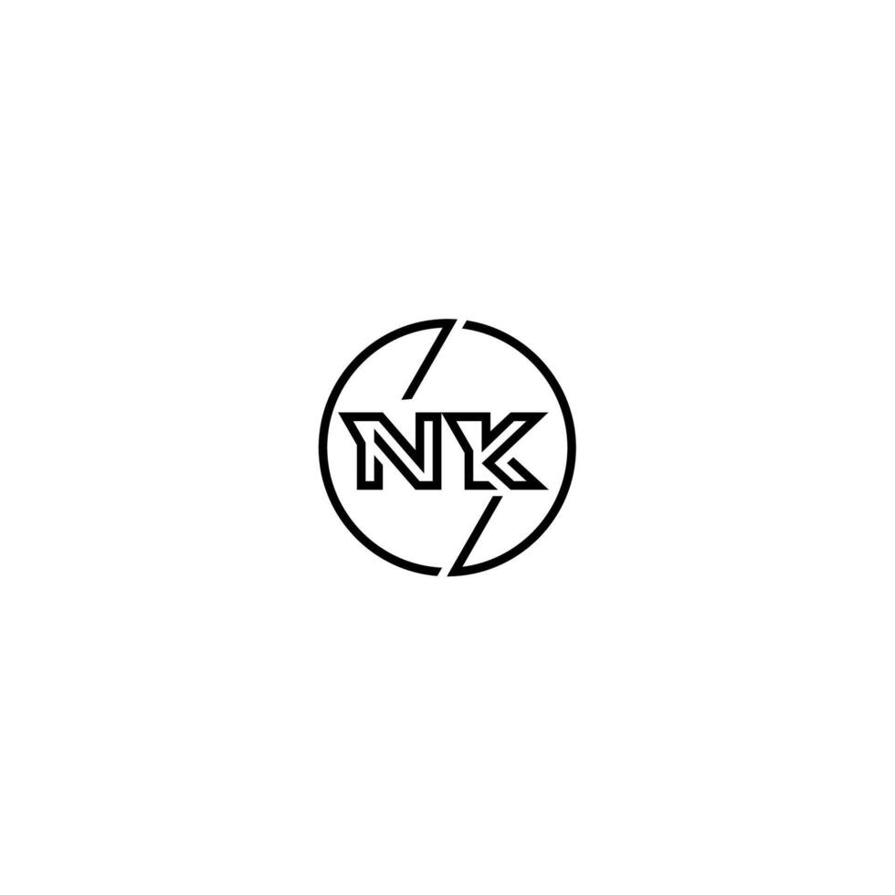 NK bold line concept in circle initial logo design in black isolated vector