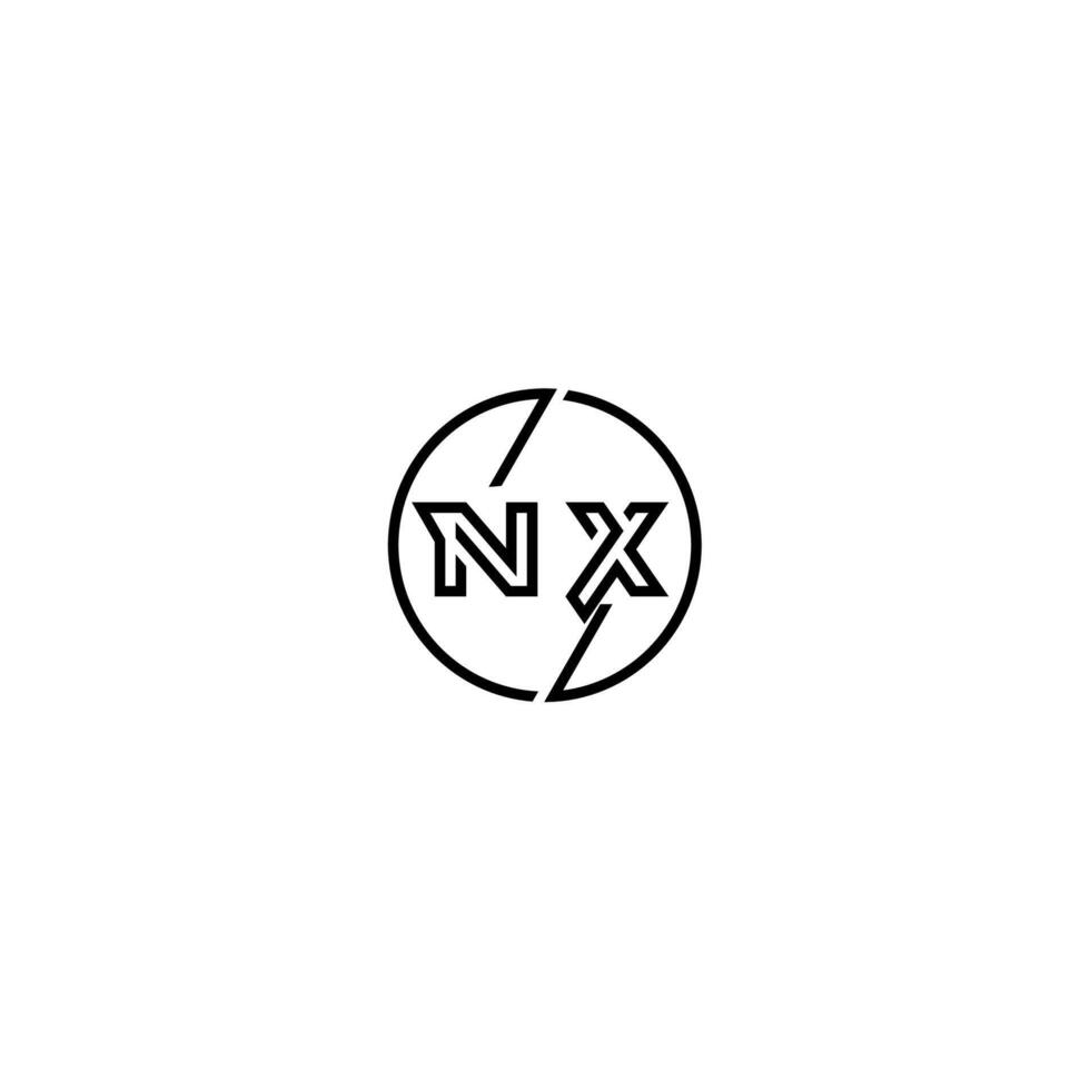 NX bold line concept in circle initial logo design in black isolated vector