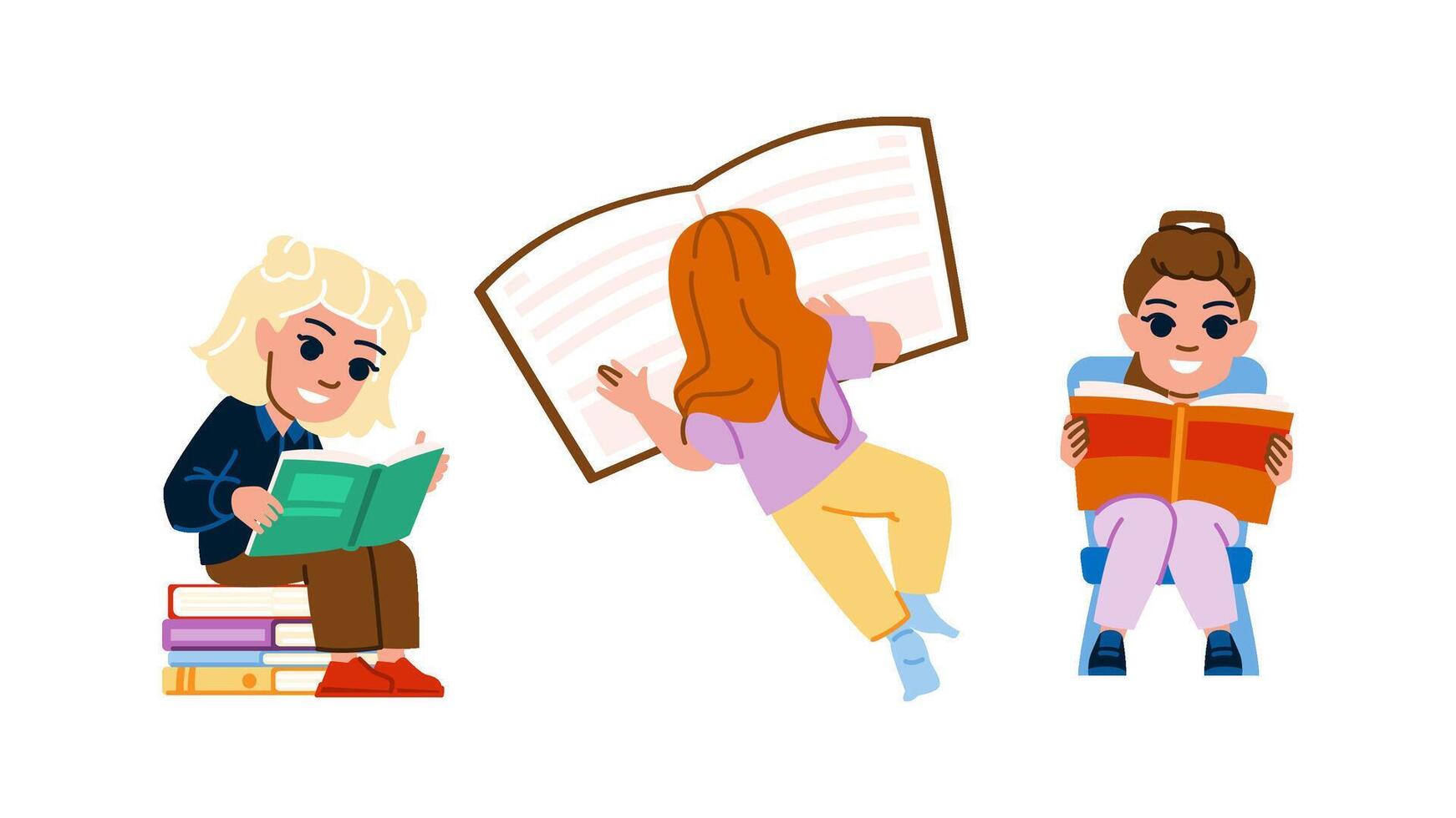 student kid girl book vector