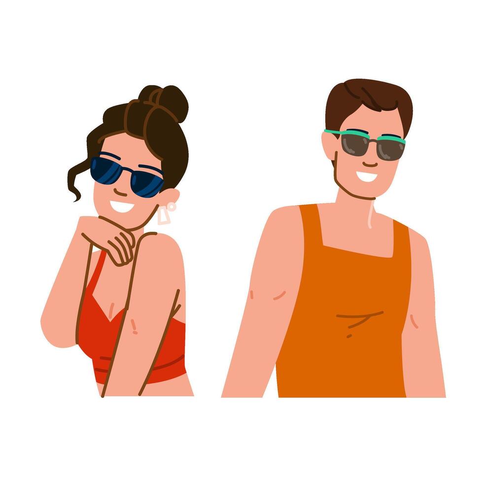 young sunglasses man woman vector