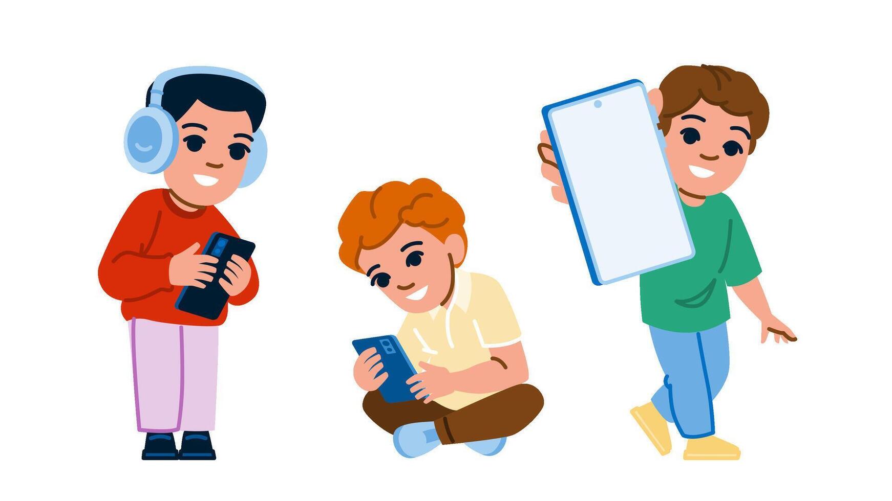 children smartphone kid boy vector