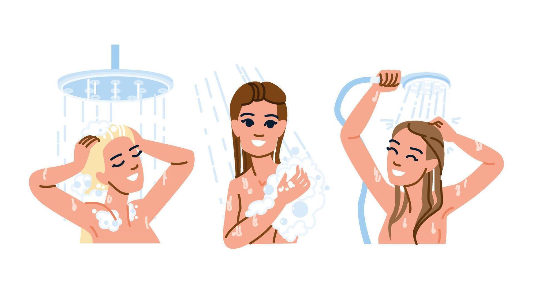 shampoo shower woman vector