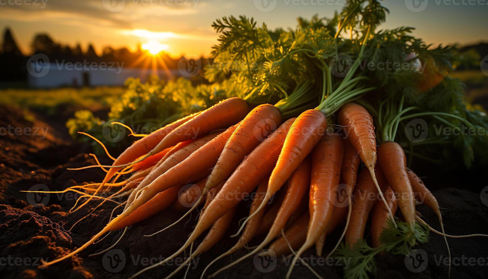 AI generated Fresh, organic carrots harvested from the vegetable garden generated by AI photo