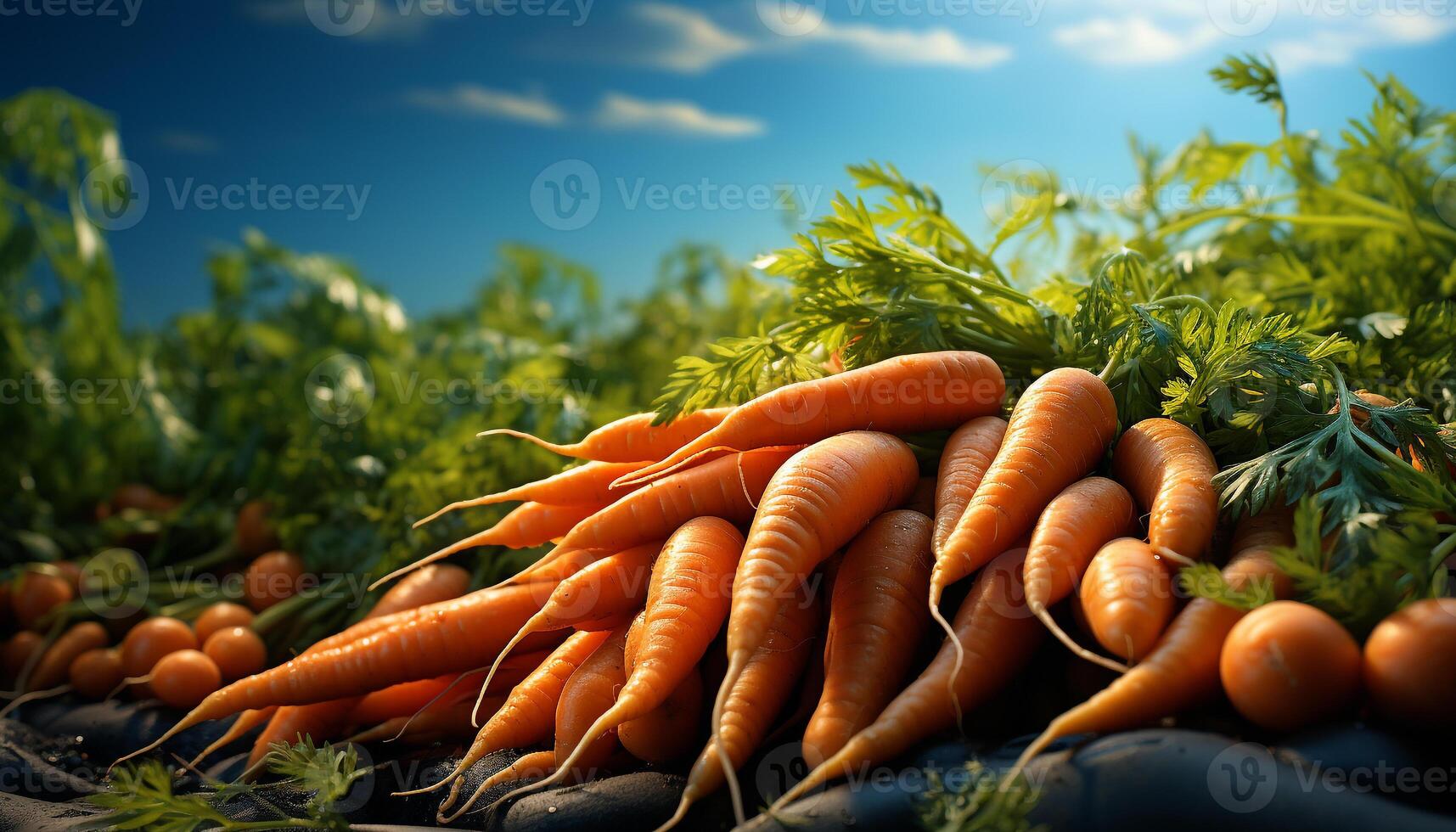 AI generated Fresh, healthy vegetables harvested from the organic farm generated by AI photo