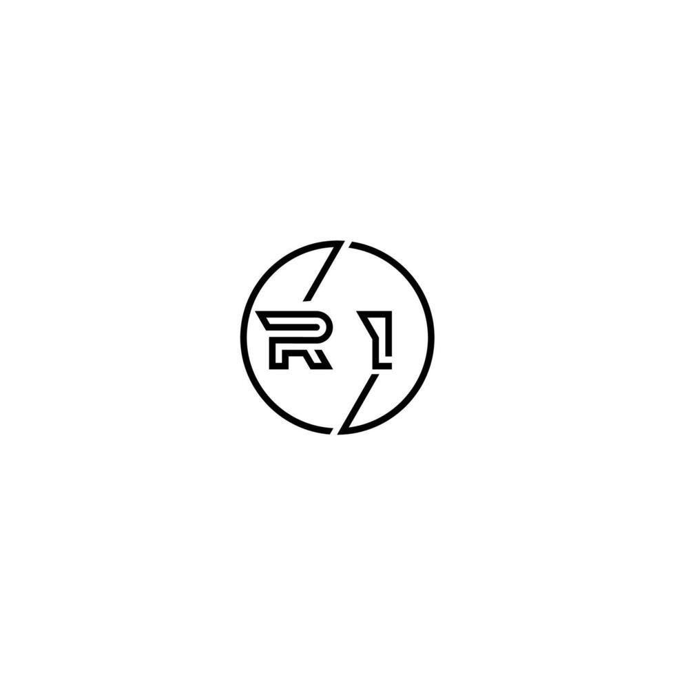 RI bold line concept in circle initial logo design in black isolated vector