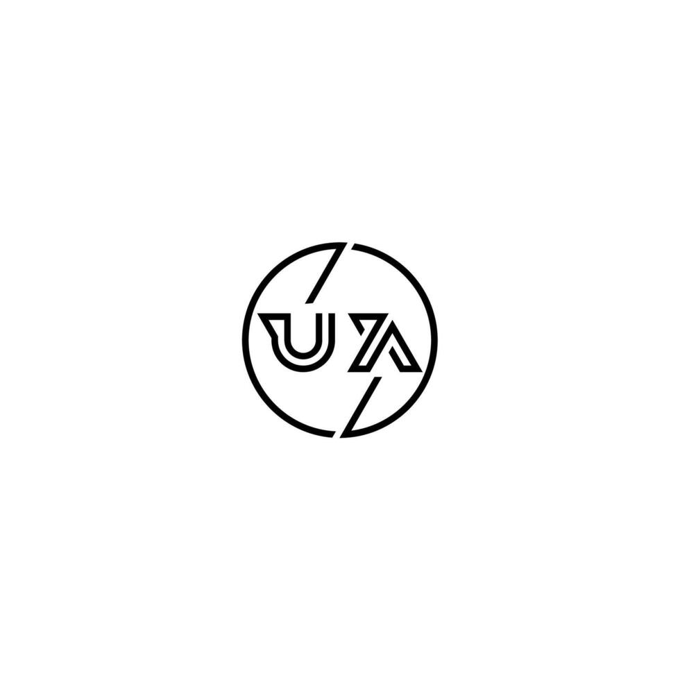 UA bold line concept in circle initial logo design in black isolated vector