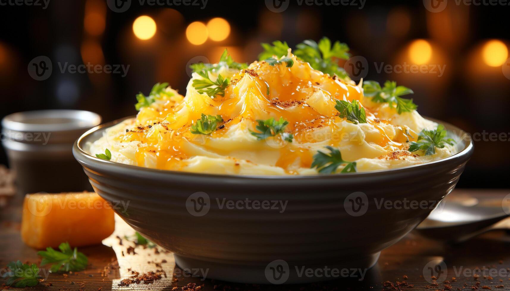 AI generated Freshness and heat create a gourmet meal on the table generated by AI photo
