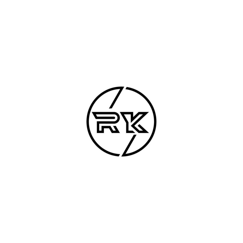 RK bold line concept in circle initial logo design in black isolated vector
