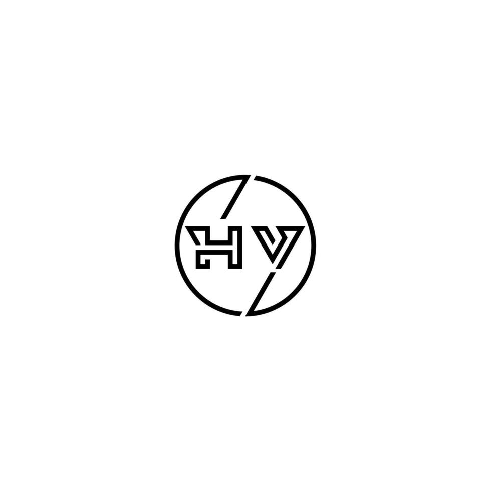 HV bold line concept in circle initial logo design in black isolated vector