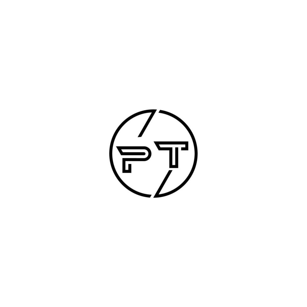 PT bold line concept in circle initial logo design in black isolated vector