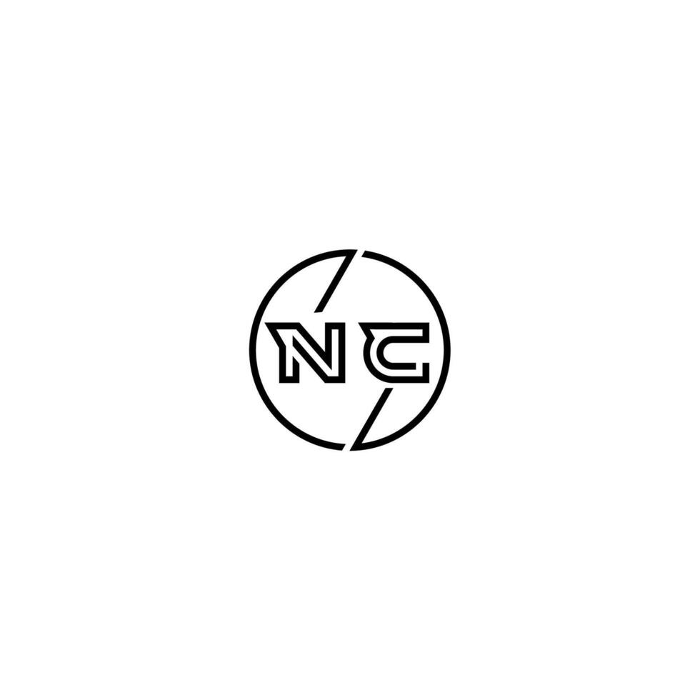 NC bold line concept in circle initial logo design in black isolated vector