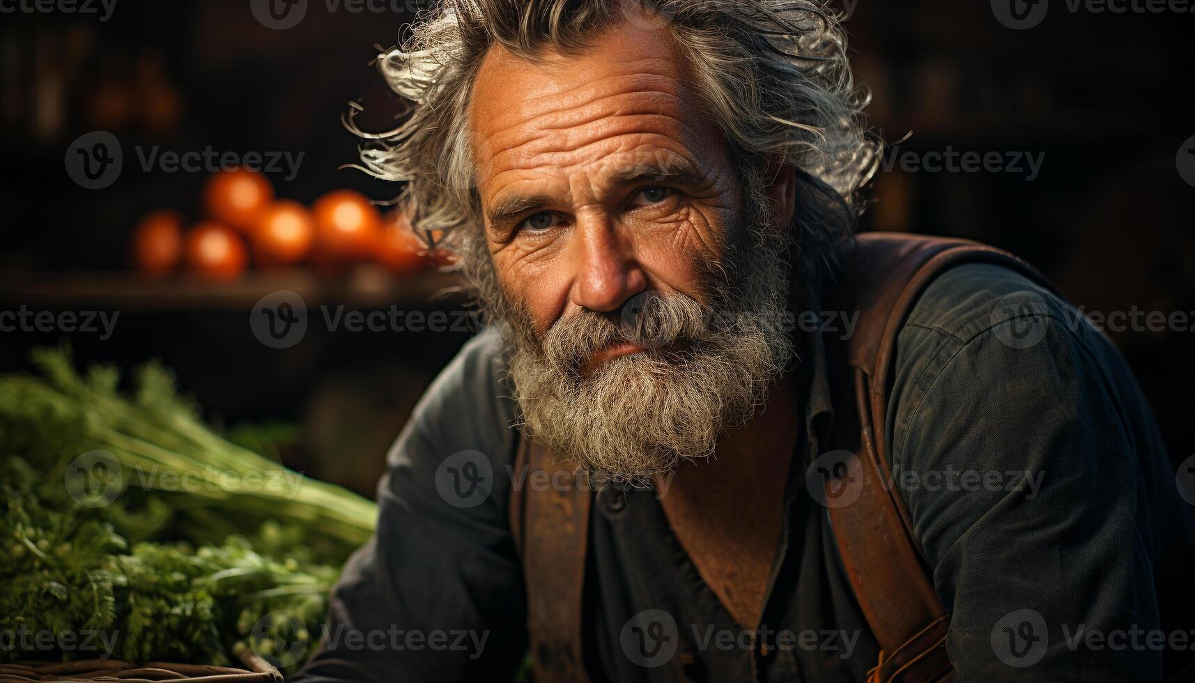 AI generated One senior man, outdoors, looking at camera, smiling generated by AI photo
