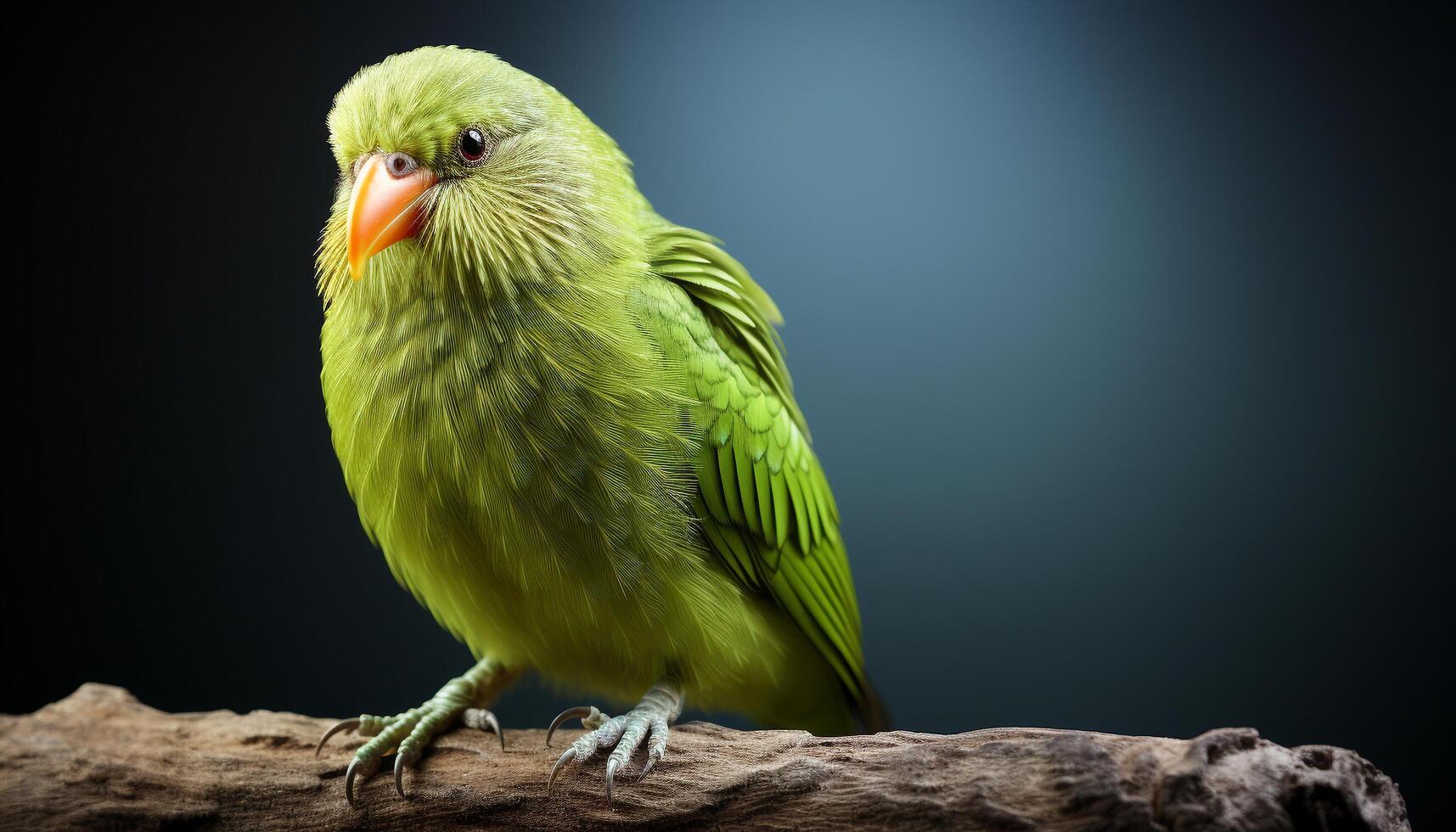 AI generated Cute parakeet perching on branch, feathers vibrant and colorful generated by AI photo