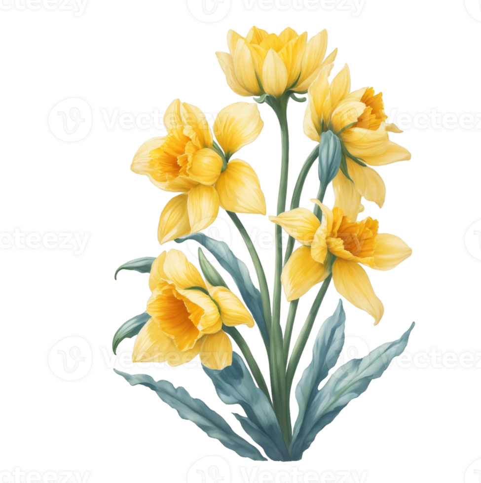 AI generated watercolor graphics  spring flower daffodil png