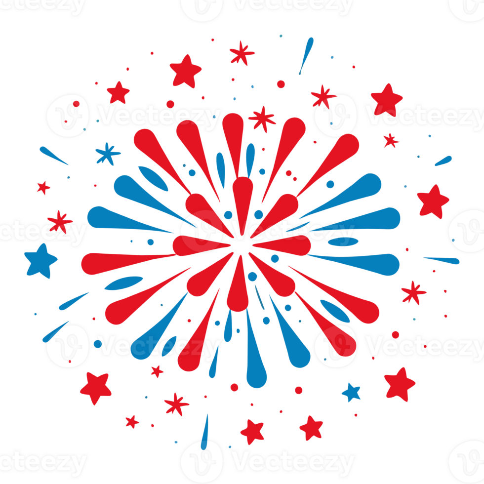 AI generated graphics red and blue fireworks png