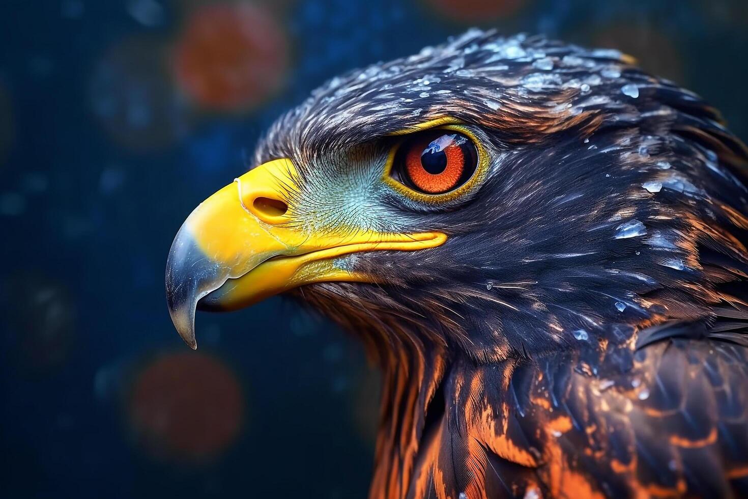 AI generated Close up eagle on color background.Generative Ai. photo