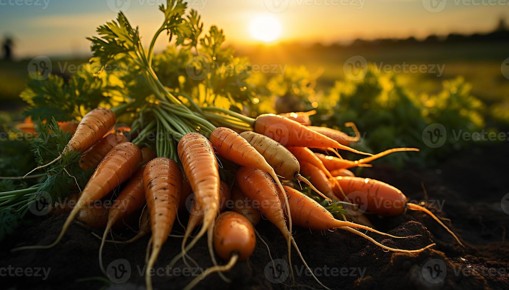 AI generated Fresh organic carrots harvested from a vegetable garden outdoors generated by AI photo