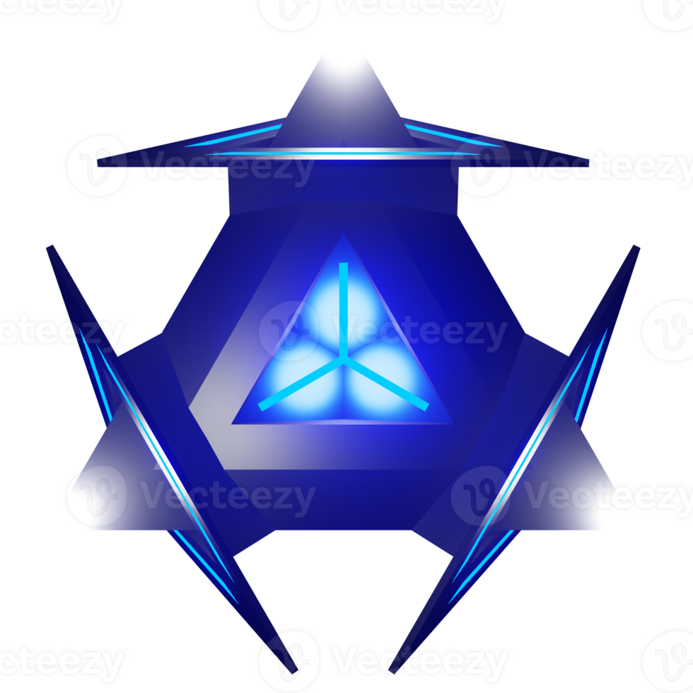 3d logo Triangle embrasé bleu lumière png