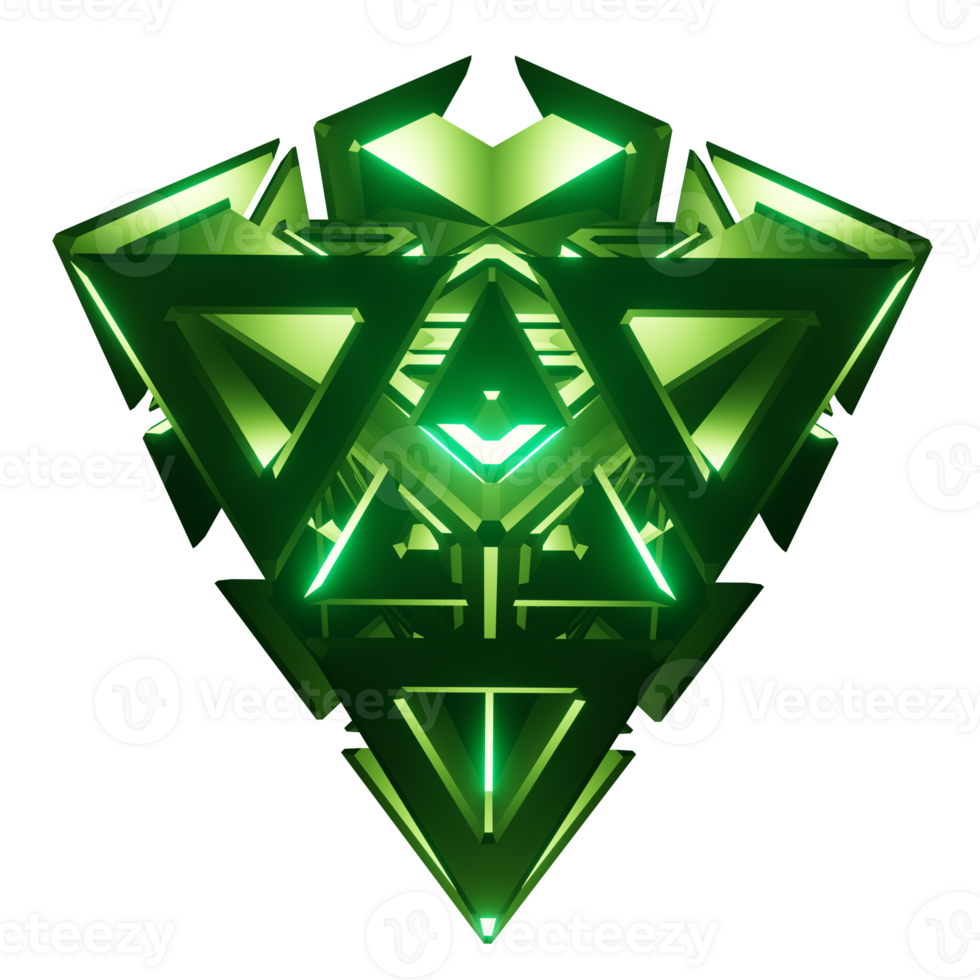 3D logo triangle glowing green light png