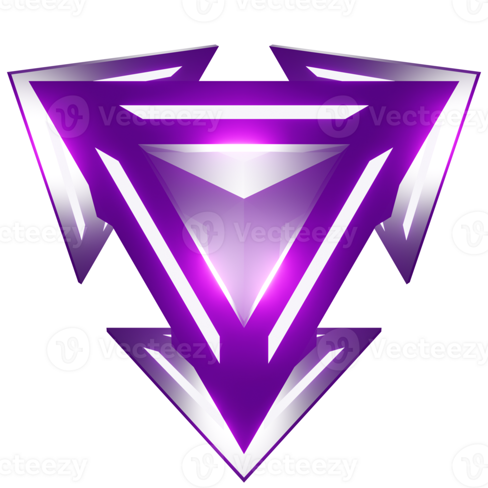 3D logo triangle gray glowing purple light png