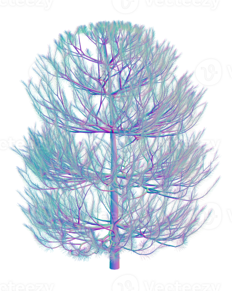 3D tree pine colorful blue pink png