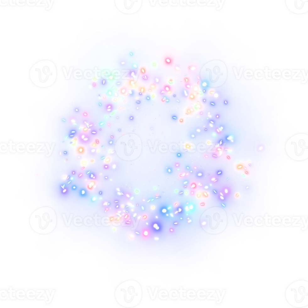 een cirkel van kleurrijk sterren Aan een transparant achtergrond. vuurwerk gloeiend explosie kleurrijk. png